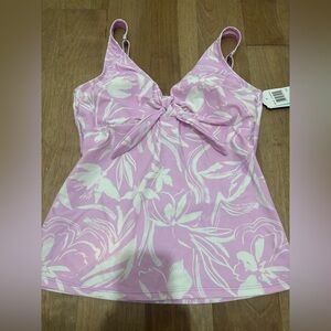 Pink and White Floral Tankini